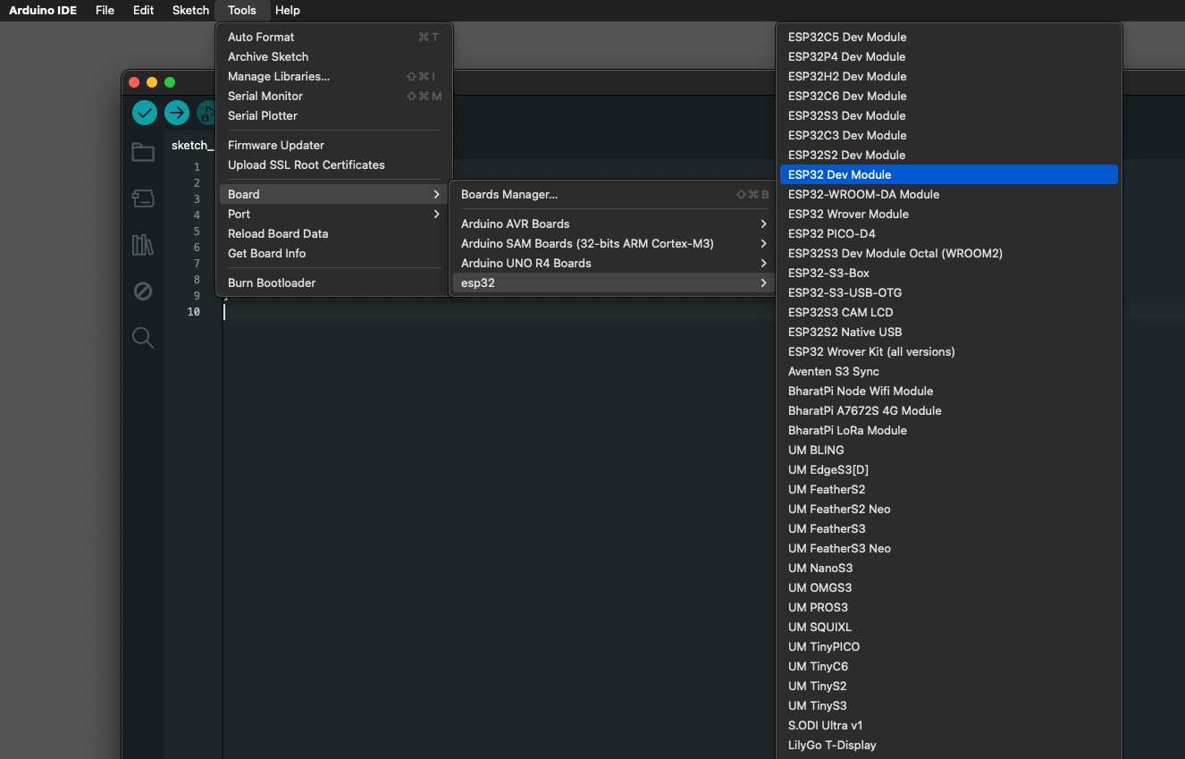 ESP32 Dev Module の場所